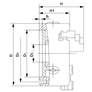 3-Backenfutter aus Guss Standard-3-Backenfutter DK11-125